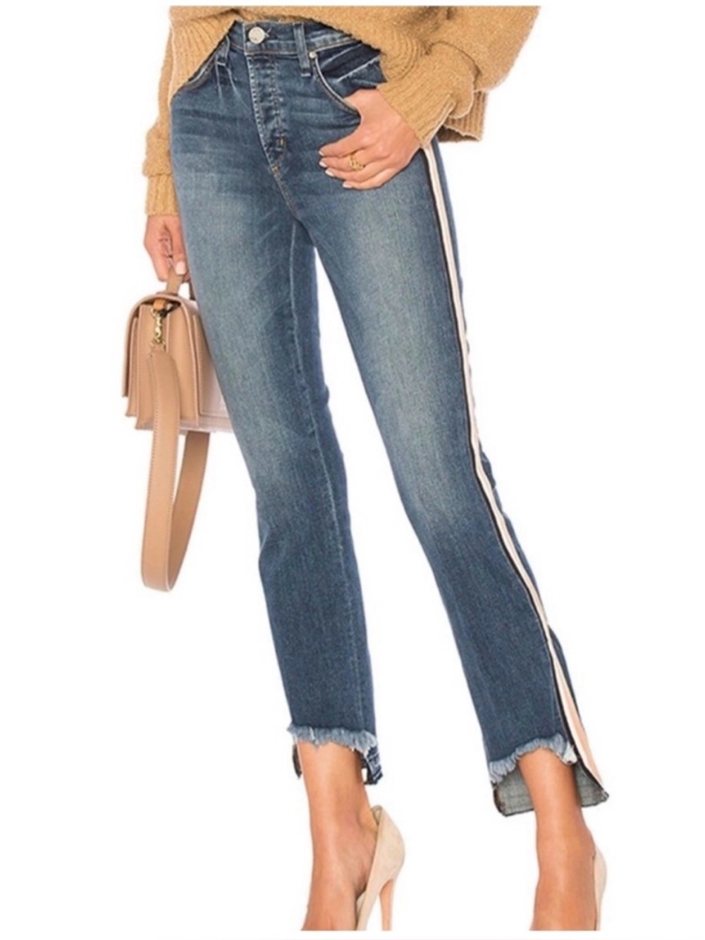 McGuire Ibiza High-Rise Side-Stripe Crop Jeans - Blue